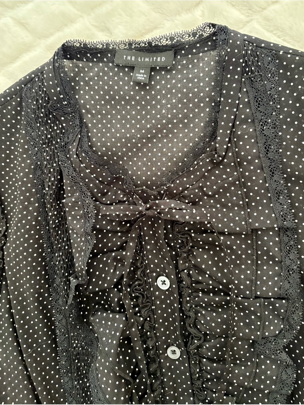 The Limited Black & White Polka Dot Ruffle Button-Front Blouse - Picture 5 of 5